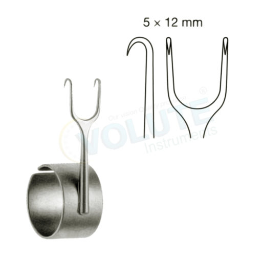 MILLARD COTTLE RETRACTOR WITH FINGER RING, DOUBLE PRONG, SHARP
